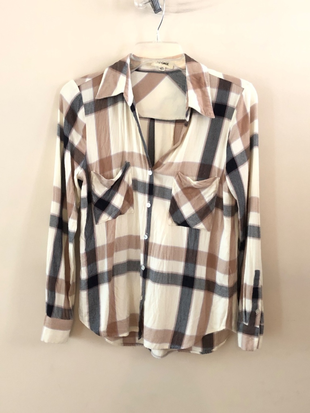 L'AGENCE Button up Flannel Jacqueline Shirt Plaid - Picture 6 of 9